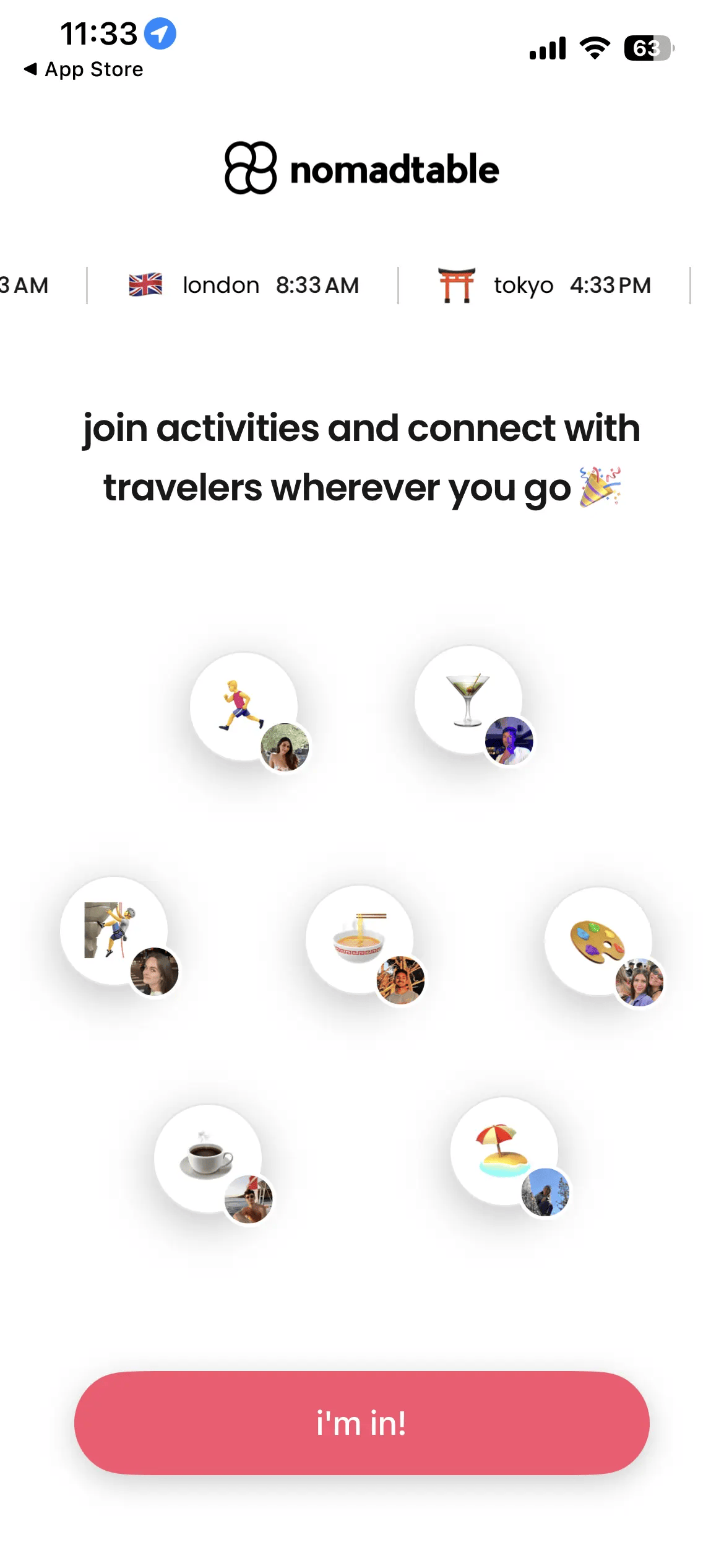 nomadtable: pantalla 1